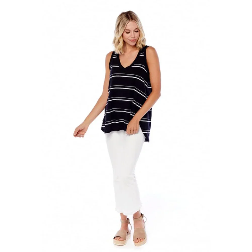 Mud Pie Black RIO STRIPE TANK TOP/NWT/Medium